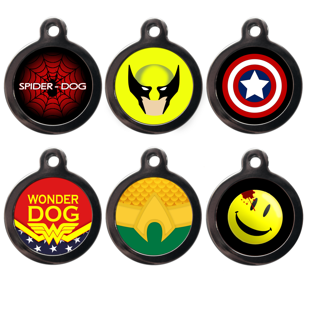 super hero tags for dogs in cartoon category